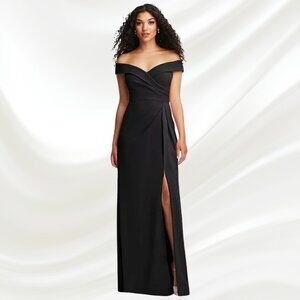 NWOT - After Six Cuffed Off-the-Shoulder Pleated Faux Wrap Maxi Dress - Size 0R